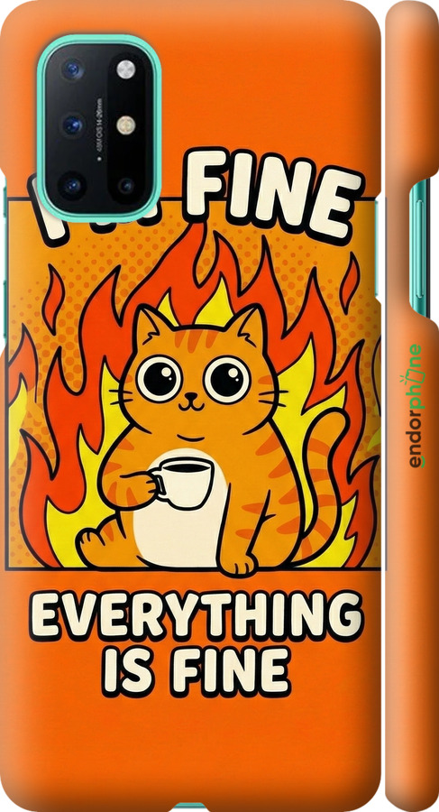 3D пластиковий матовий чехол Funny Cat для OnePlus 8T - 6786m-2113 изображение 