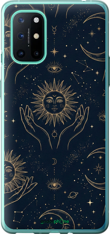 Силіконовий чехол Celestial Harmony: Sun & Moon Gold Mystic Pattern для OnePlus 8T - 6778u-2113 изображение 