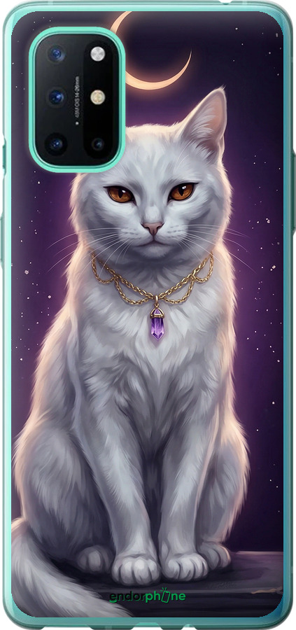 Силиконовый чехол Mystic White Cat Gothic Dark Purple Gold для OnePlus 8T - 6805u-2113 изображение 