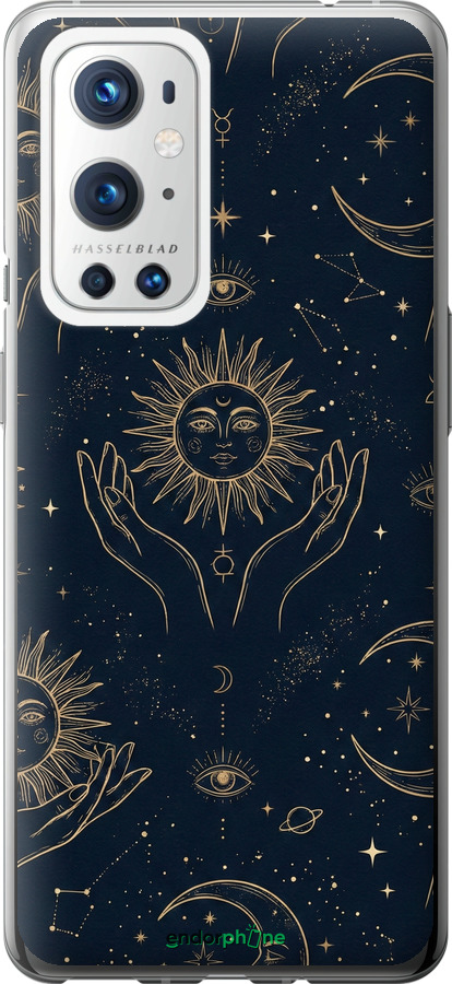 Силіконовий чехол Celestial Harmony: Sun & Moon Gold Mystic Pattern для OnePlus 9 Pro - 6778u-2250 изображение 