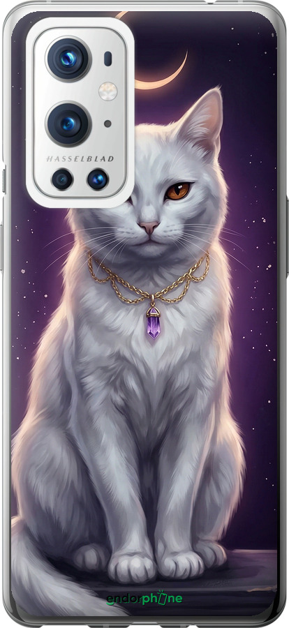 Силіконовий чехол Mystic White Cat Gothic Dark Purple Gold для OnePlus 9 Pro - 6805u-2250 изображение 