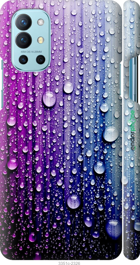 

3D пластиковий матовий чохол "Краплини води" для OnePlus 9R, Синій
