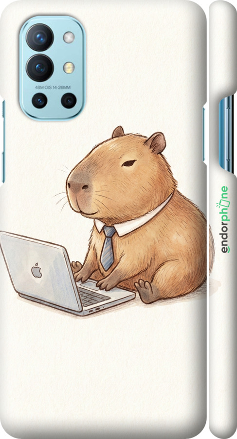 3D пластиковий матовий чехол Funny Capybara CEO Working для OnePlus 9R - 6777m-2326 изображение 