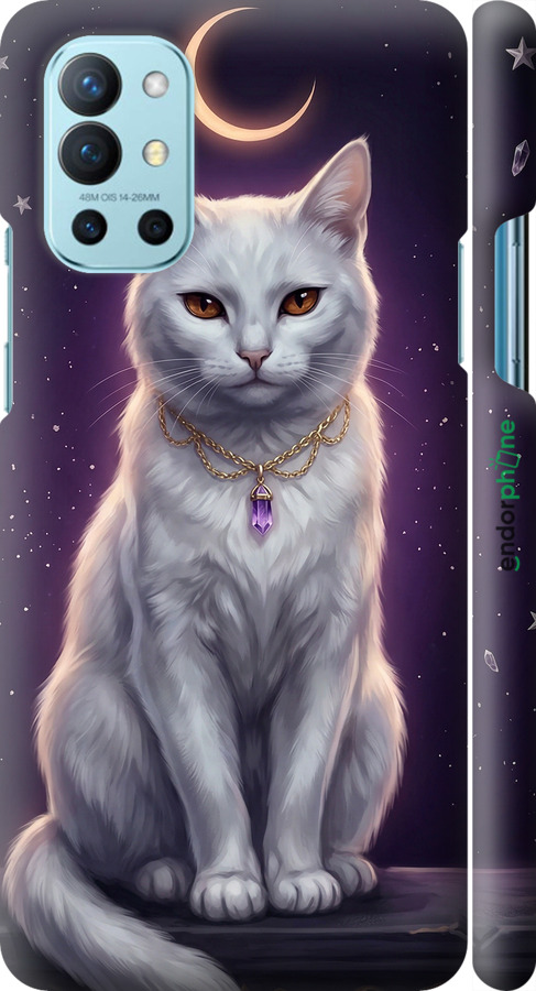 3D пластиковый матовый чехол Mystic White Cat Gothic Dark Purple Gold для OnePlus 9R - 6805m-2326 изображение 