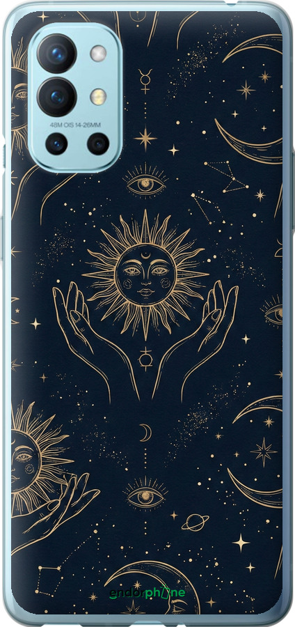 Силіконовий чехол Celestial Harmony: Sun & Moon Gold Mystic Pattern для OnePlus 9R - 6778u-2326 изображение 