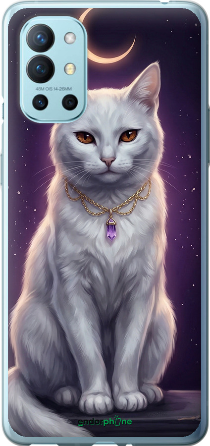 Силіконовий чехол Mystic White Cat Gothic Dark Purple Gold для OnePlus 9R - 6805u-2326 изображение 