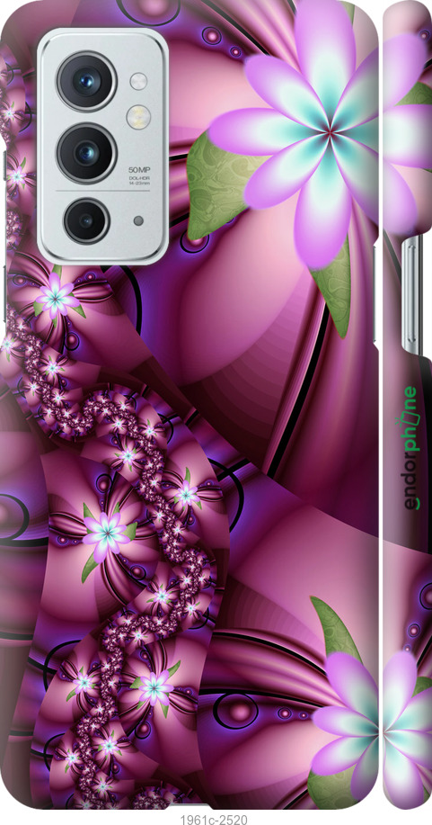 

3D пластиковий матовий чохол "Квіткова мозаїка" для OnePlus 9RT, Рожевий