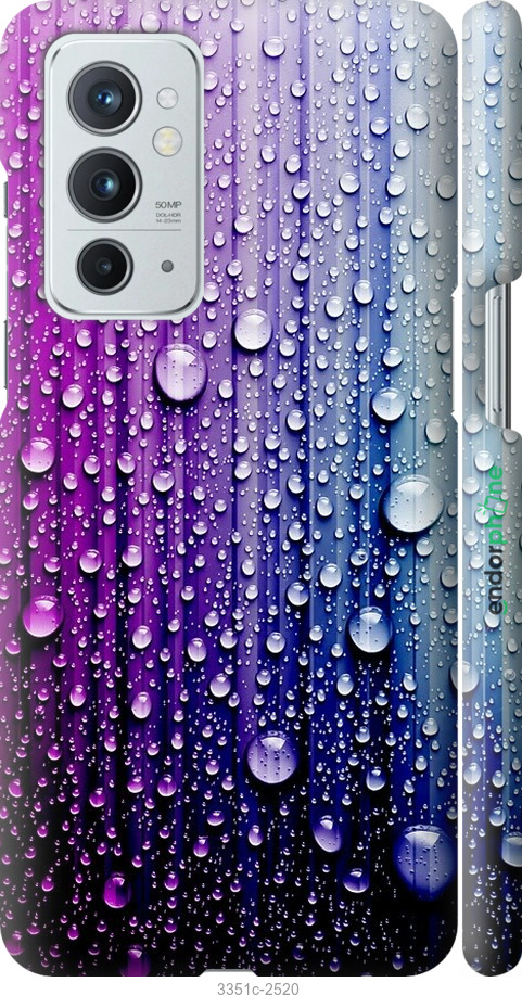 

3D пластиковий матовий чохол "Краплини води" для OnePlus 9RT, Синій