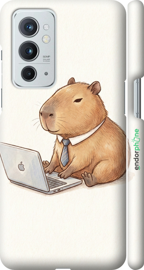 3D пластиковый матовый чехол Funny Capybara CEO Working для OnePlus 9RT - 6777m-2520 изображение 