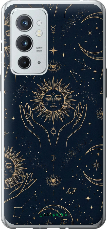 Силіконовий чехол Celestial Harmony: Sun & Moon Gold Mystic Pattern для OnePlus 9RT - 6778u-2520 изображение 