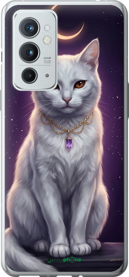Силіконовий чехол Mystic White Cat Gothic Dark Purple Gold для OnePlus 9RT - 6805u-2520 изображение 