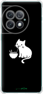 Силикон с усиленными углами чехол С милым котом на черном фоне для OnePlus Ace 2 Pro - 6528sp-3211 изображение 