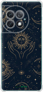 Силикон с усиленными углами чехол Celestial Harmony: Sun & Moon Gold Mystic Pattern для OnePlus Ace 2 Pro - 6778sp-3211 изображение 