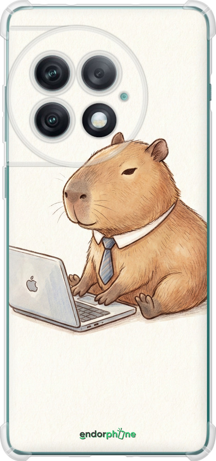Силикон с усиленными углами чехол Funny Capybara CEO Working для OnePlus Ace 2 Pro - 6777sp-3211 изображение 