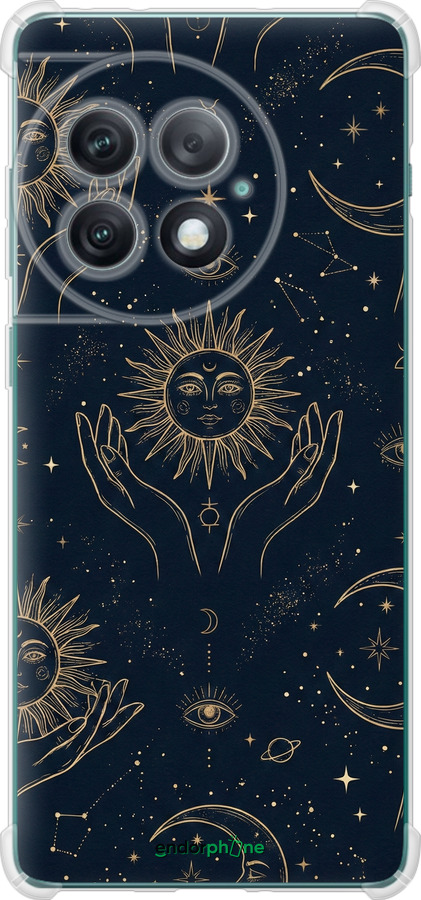 Силикон с усиленными углами чехол Celestial Harmony: Sun & Moon Gold Mystic Pattern для OnePlus Ace 2 Pro - 6778sp-3211 изображение 