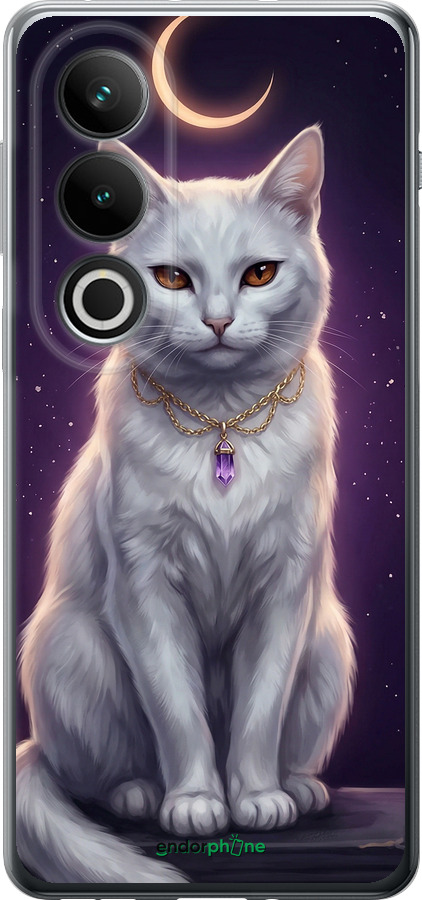 Силиконовый чехол Mystic White Cat Gothic Dark Purple Gold для OnePlus ACE 3V - 6805u-3681 изображение 