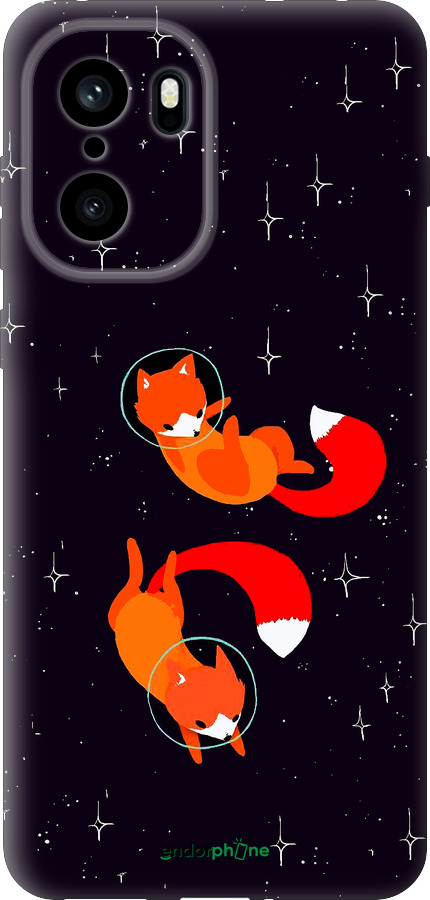 Силиконовый чехол Лисички в космосе для OnePlus Ace 6T - 4519u-4240 изображение 