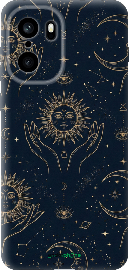 Силиконовый чехол Celestial Harmony: Sun & Moon Gold Mystic Pattern для OnePlus Ace 6 - 6778u-4217 изображение 
