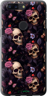 Силиконовый чехол Черепа и розы для OnePlus 5T - 6316u-1352 изображение 
