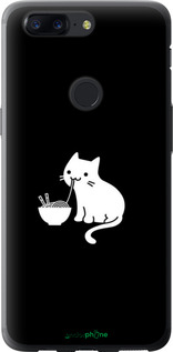 Силиконовый чехол С милым котом на черном фоне для OnePlus 5T - 6528u-1352 изображение 