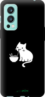 TPU чехол С милым котом на черном фоне для OnePlus Nord 2 - 6528b-2468 изображение 
