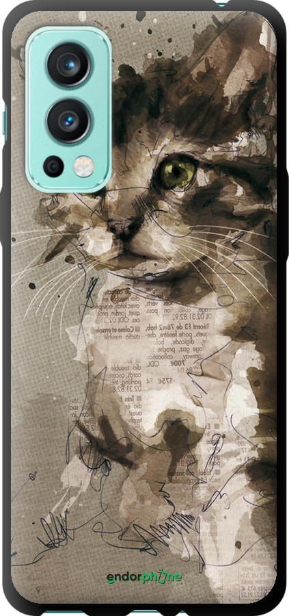 TPU чехол Котёнок из пятен и линий для OnePlus Nord 2 - 119b-2468 изображение 