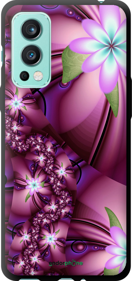 

TPU чорний чохол "Квіткова мозаїка" для OnePlus Nord 2, Рожевий