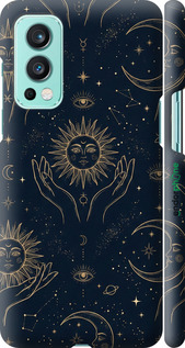 3D пластиковый матовый чехол Celestial Harmony: Sun & Moon Gold Mystic Pattern для OnePlus Nord 2 - 6778m-2468 изображение 