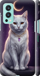 3D пластиковый матовый чехол Mystic White Cat Gothic Dark Purple Gold для OnePlus Nord 2 - 6805m-2468 изображение 