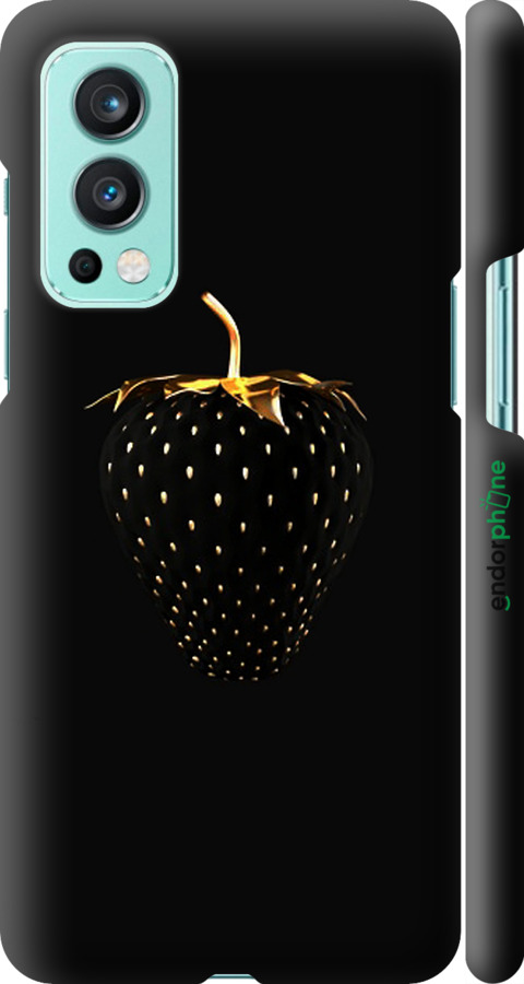 

3D пластиковий матовий чохол "Чорна полуниця" для OnePlus Nord 2, Чорний