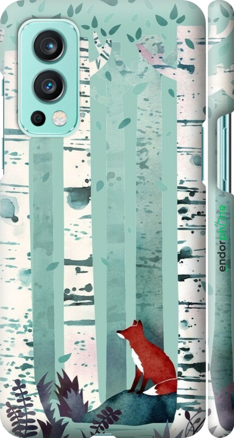 3D пластиковый матовый чехол Лис в зелёном лесу для OnePlus Nord 2 - 6547m-2468 изображение 