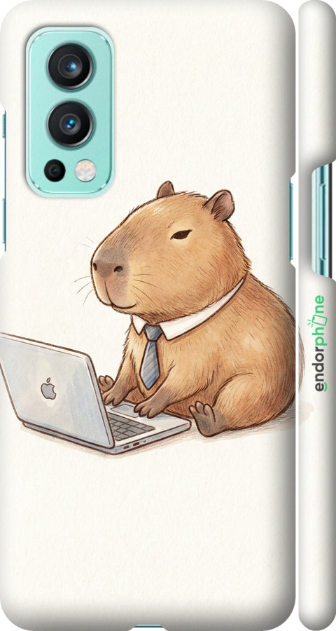 3D пластиковый матовый чехол Funny Capybara CEO Working для OnePlus Nord 2 - 6777m-2468 изображение 