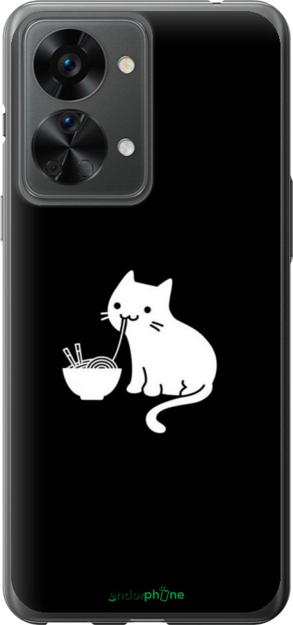 Силіконовий чехол Милий кіт на чорному фоні для OnePlus Nord 2T - 6528u-2640 изображение 
