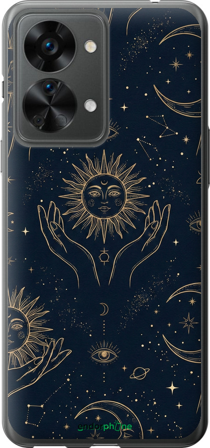 Силиконовый чехол Celestial Harmony: Sun & Moon Gold Mystic Pattern для OnePlus Nord 2T - 6778u-2640 изображение 