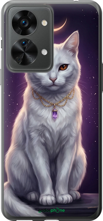 Силиконовый чехол Mystic White Cat Gothic Dark Purple Gold для OnePlus Nord 2T - 6805u-2640 изображение 