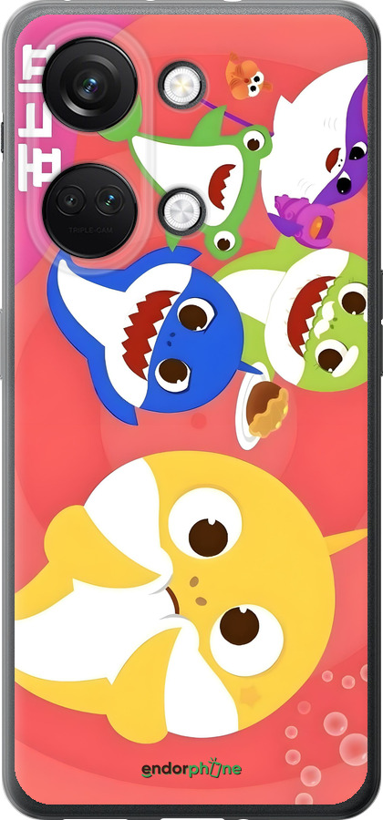 Силиконовый чехол Бейби Шаркс для OnePlus Nord 3 - 6305u-3416 изображение 
