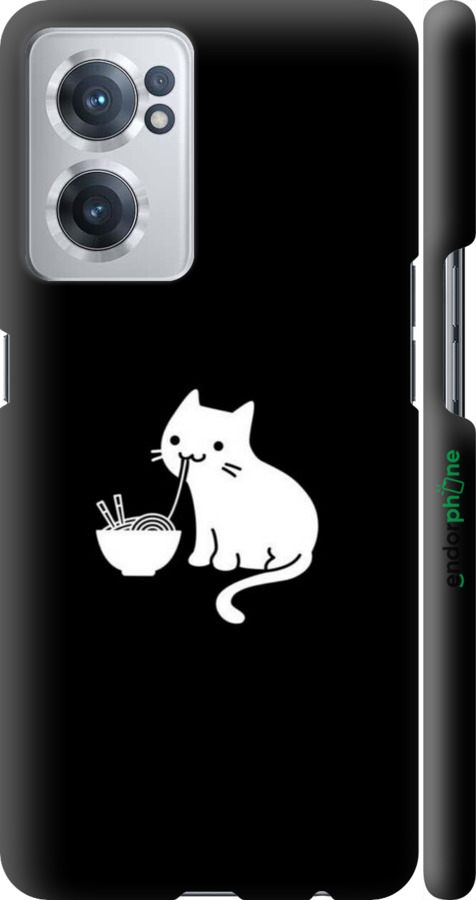 3D пластиковый матовый чехол С милым котом на черном фоне для OnePlus Nord CE 2 - 6528m-2589 изображение 