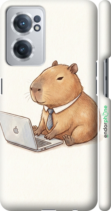 3D пластиковый матовый чехол Funny Capybara CEO Working для OnePlus Nord CE 2 - 6777m-2589 изображение 
