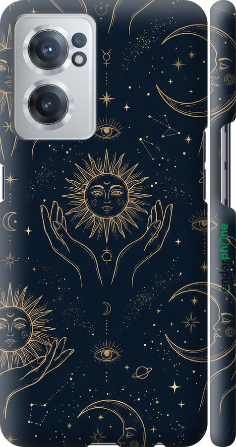 3D пластиковий матовий чехол Celestial Harmony: Sun & Moon Gold Mystic Pattern для OnePlus Nord CE 2 - 6778m-2589 изображение 