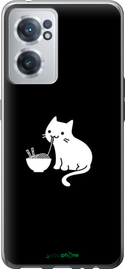 Силиконовый чехол С милым котом на черном фоне для OnePlus Nord CE 2 - 6528u-2589 изображение 