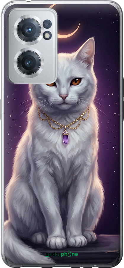 Силиконовый чехол Mystic White Cat Gothic Dark Purple Gold для OnePlus Nord CE 2 - 6805u-2589 изображение 