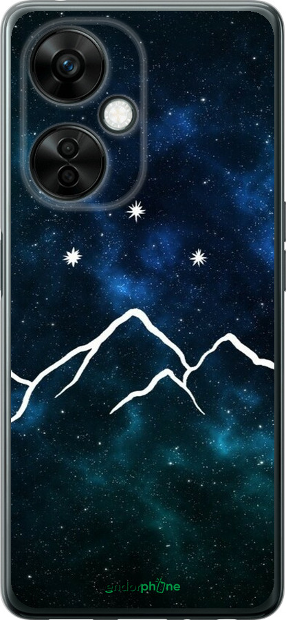 Силиконовый чехол Горы и звезды нарисованы на фоне галактики для OnePlus Nord CE 3 Lite 5G - 6490u-3144 изображение 