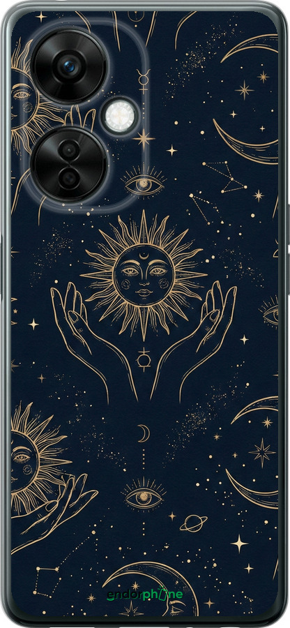 Силиконовый чехол Celestial Harmony: Sun & Moon Gold Mystic Pattern для OnePlus Nord CE 3 Lite 5G - 6778u-3144 изображение 