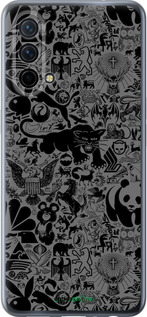 Силиконовый чехол Чёрно-серый стикер бомбинг для OnePlus Nord CE 5G/CORE Edition 5G - 2432u-3484 изображение 