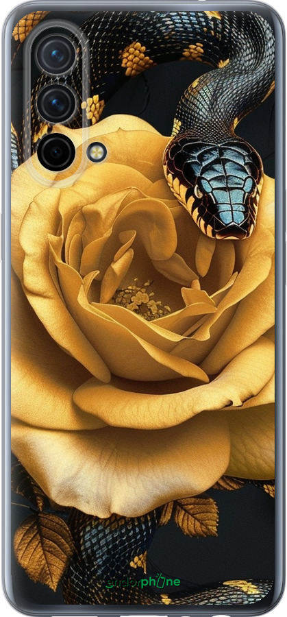 Силиконовый чехол Black snake and golden rose для OnePlus Nord CE 5G/CORE Edition 5G - 6068u-3484 изображение 