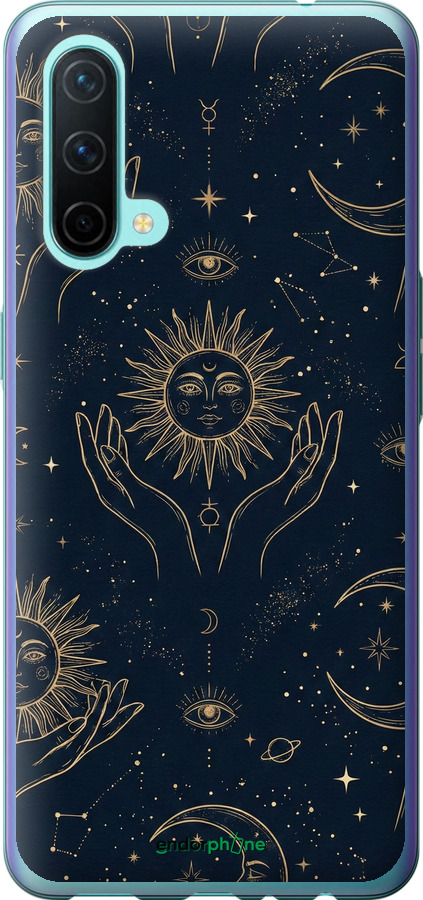 Силиконовый чехол Celestial Harmony: Sun & Moon Gold Mystic Pattern для OnePlus Nord CE - 6778u-2382 изображение 