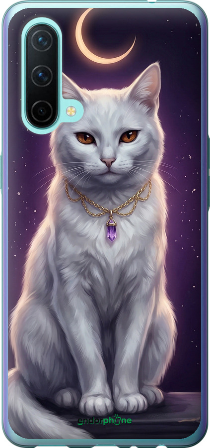 Силіконовий чехол Mystic White Cat Gothic Dark Purple Gold для OnePlus Nord CE - 6805u-2382 изображение 