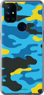 Силиконовый чехол Желто-голубой камуфляж для OnePlus Nord N10 5G - 1084u-3655 изображение 