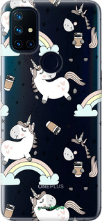 Силиконовый чехол Единорог и кофе для OnePlus Nord N10 5G - 4661u-3655 изображение 