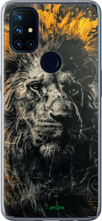 Силиконовый чехол Лев в золотых красках для OnePlus Nord N10 5G - 6155u-3655 изображение 